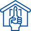 A blue emoji image of a house with key